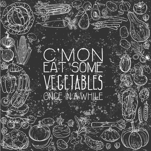different vegetables drawings
