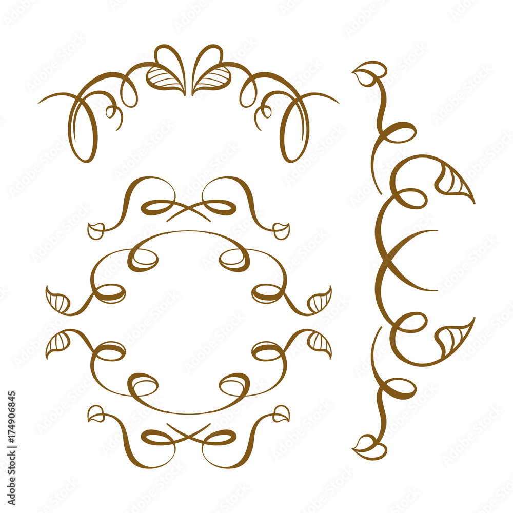 Vector calligraphy elements set. Vector calligraphy elements set.