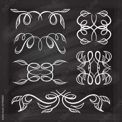 Vector calligraphic design elements on the chalkboard background