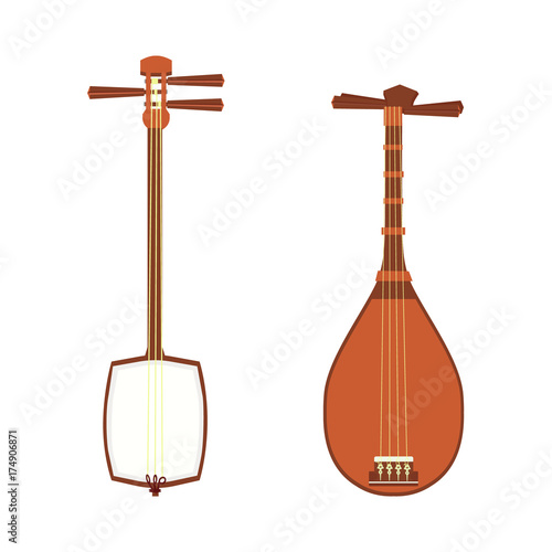 Japanese shamisen vector