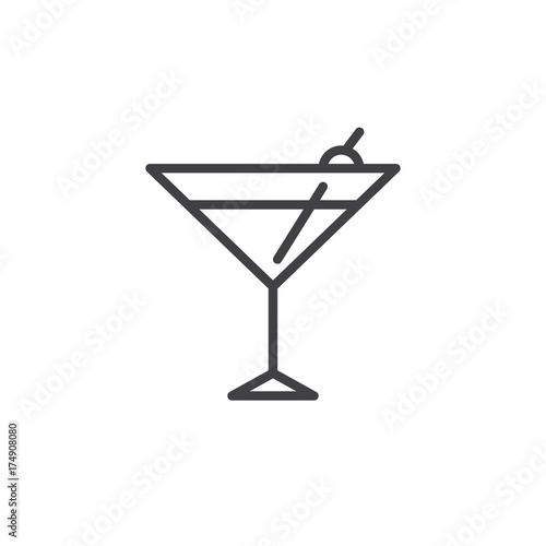 Cocktail glass line icon, outline vector sign, linear style pictogram isolated on white. Symbol, logo illustration. Editable stroke