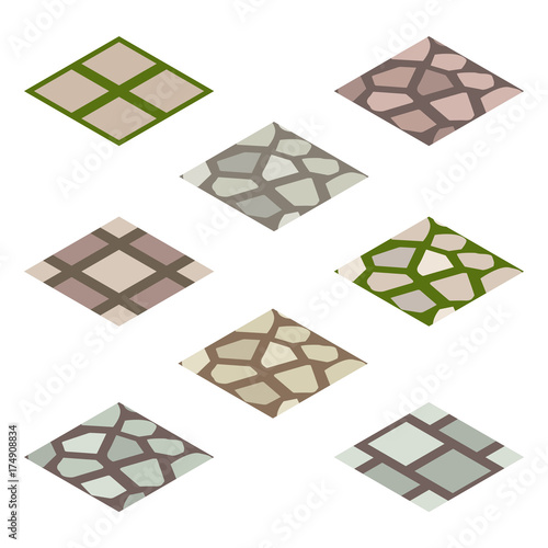 Garden or farm isometric tile set - walk paving