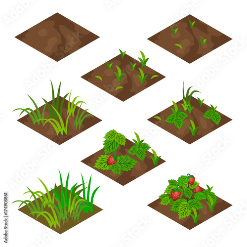 Garden or farm isometric tile set