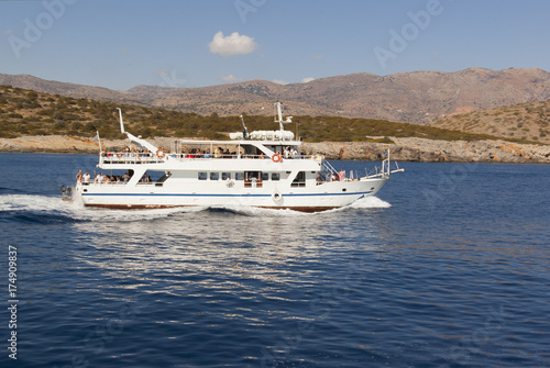 Boat trip on the islands of the Adriatic Sea. Near the island of Crete. Greece.