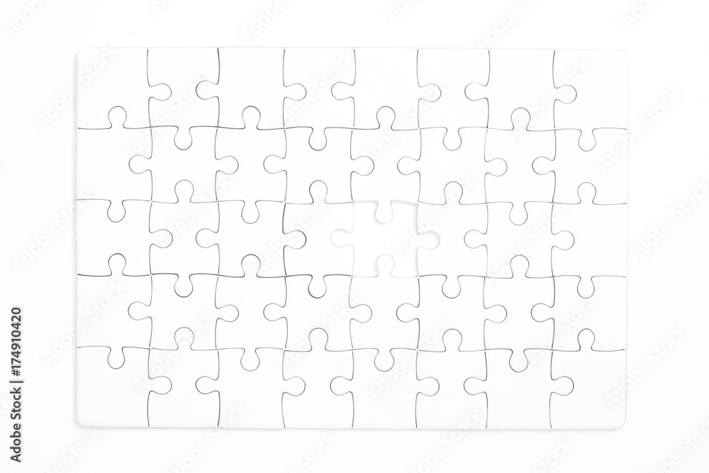 White jigsaw puzzle on white background White jigsaw puzzle on white background