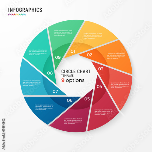 Vector circle chart infographic template for data visualization.