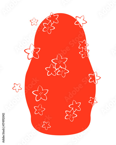 Vector illustration of a red silhouette Russian doll