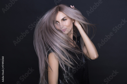 Long Purple Beautiful Hair flying