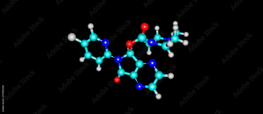 Zopiclone molecular structure isolated on black
