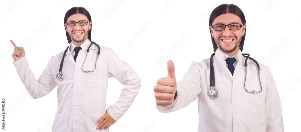 Young male doctor isolated on white Young male doctor isolated on white