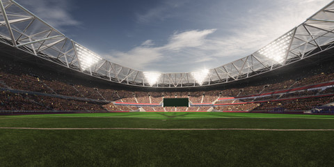 Evening stadium arena soccer field defocus background