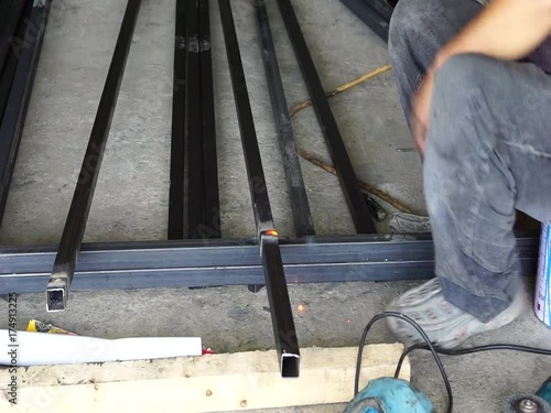 Technician is using heat welding steel