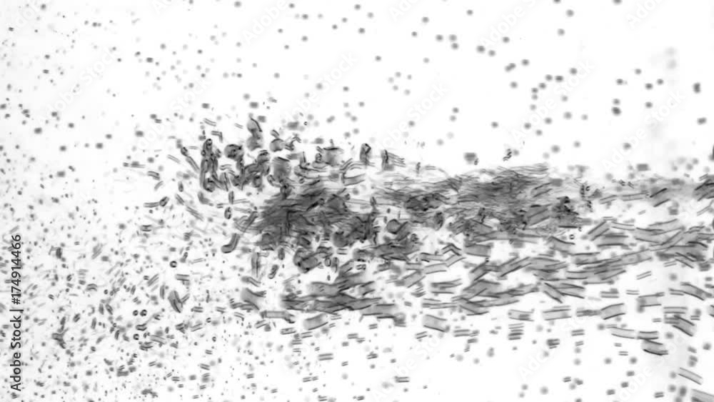 Stream of black bubbles in white water. Stream of black bubbles in white water.