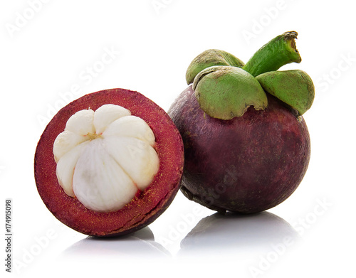 Mangosteen on the white background .
