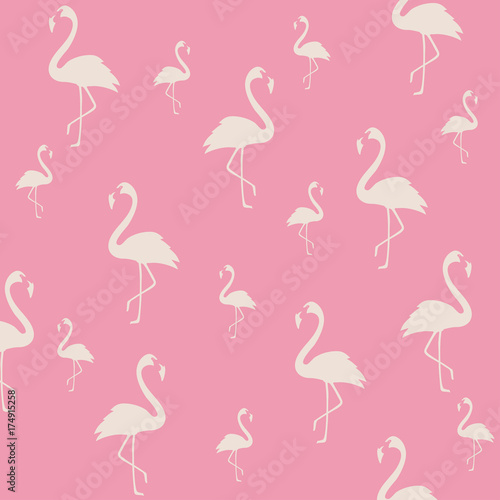 Seamless flamingo pattern background. Flamingo poster design. Wallpaper, invitation cards, textile print vector illustration design