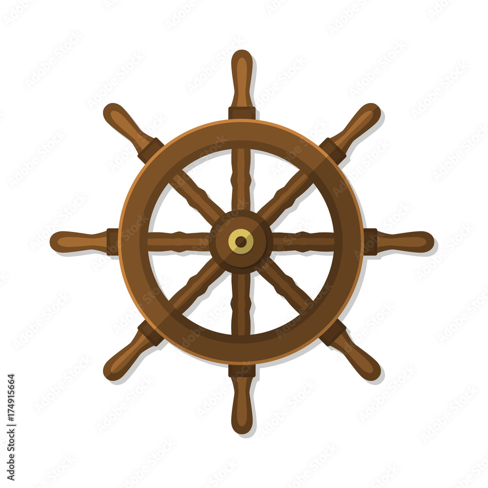 Ship Wheel Flat Vector Illustration