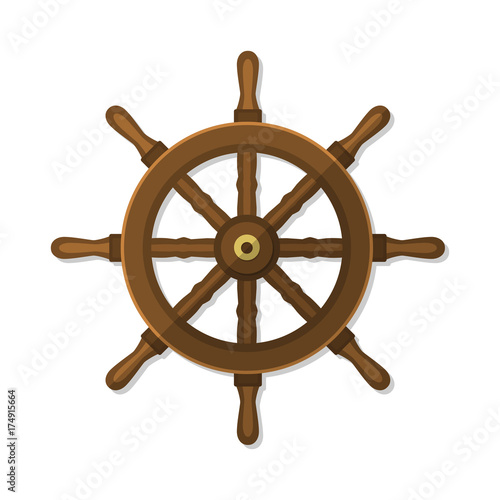 Ship Wheel Flat Vector Illustration