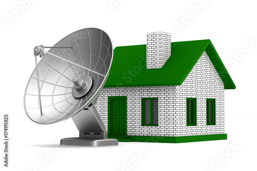 satellite aerial and house ...