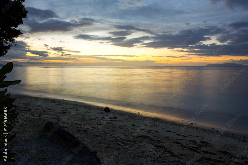 the beautiful sky after sunset in batanta island, raja ampat, west papua