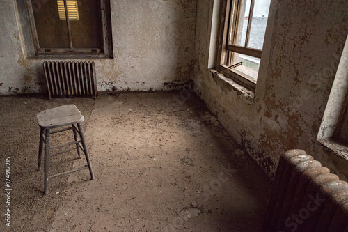 Statue of liberty view from ellis island abandoned psychiatric hospital
