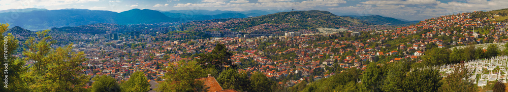 Beautiful Panorama of Sarajevo, Bosnia and Herzegovina 