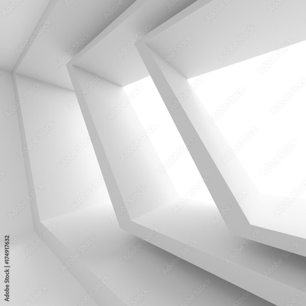 Fototapeta premium Abstract Room with Window. White Modern Interior Background