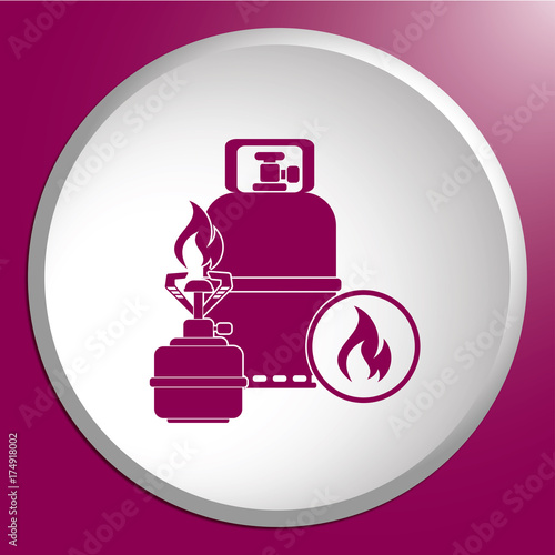 Camping stove with gas bottle icon