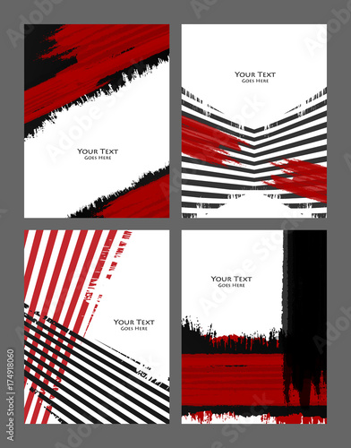 Grungy vector backgrounds set. Templates for brochures, annual reports, magazines. Eps10 photo