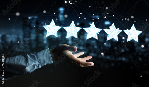 Businessman rating with hand drawn stars