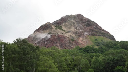 The beautiful Showa shinzan of Mount Usu area at Hokkaido, Japan photo