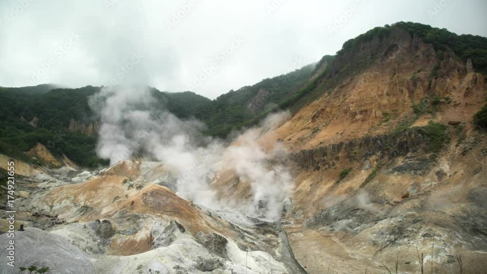 The famous Noboribetsu Jigokudani, Hell valley at Hokkaido, Japan The famous Noboribetsu Jigokudani, Hell valley at Hokkaido, Japan