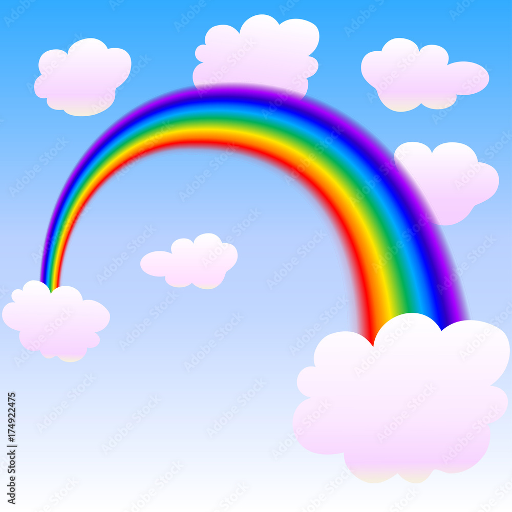 rainbow with clouds. vector illustration