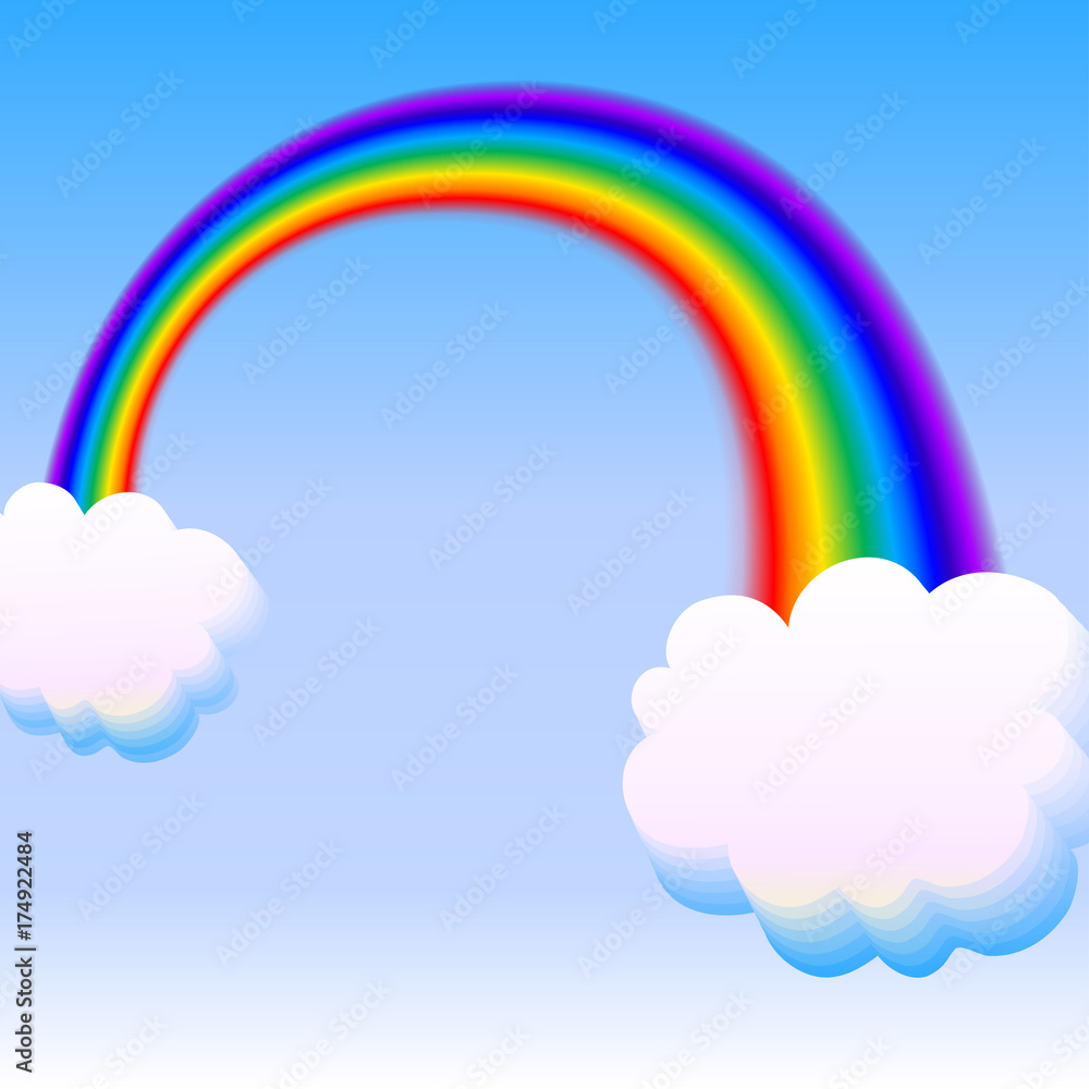 rainbow with two clouds. vector illustration rainbow with two clouds. vector illustration