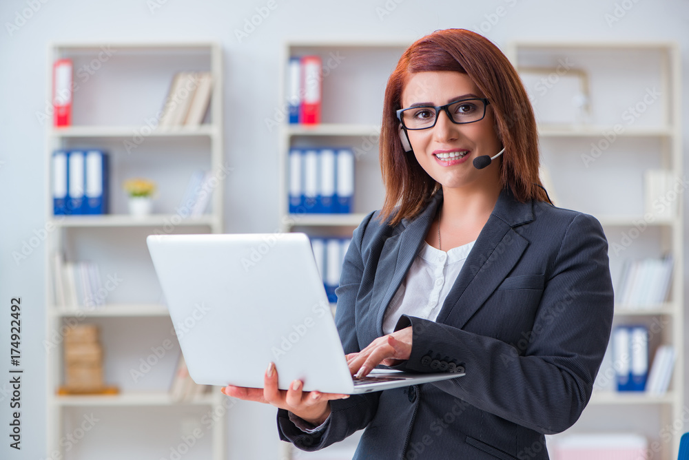 Call center operator working with clients Call center operator working with clients