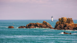 Pointe du Grouin scenic view, rocky coastline. Brittany, France.