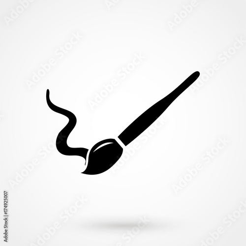 Paint brush icon flat. Illustration isolated on white background. Vector grey sign symbol