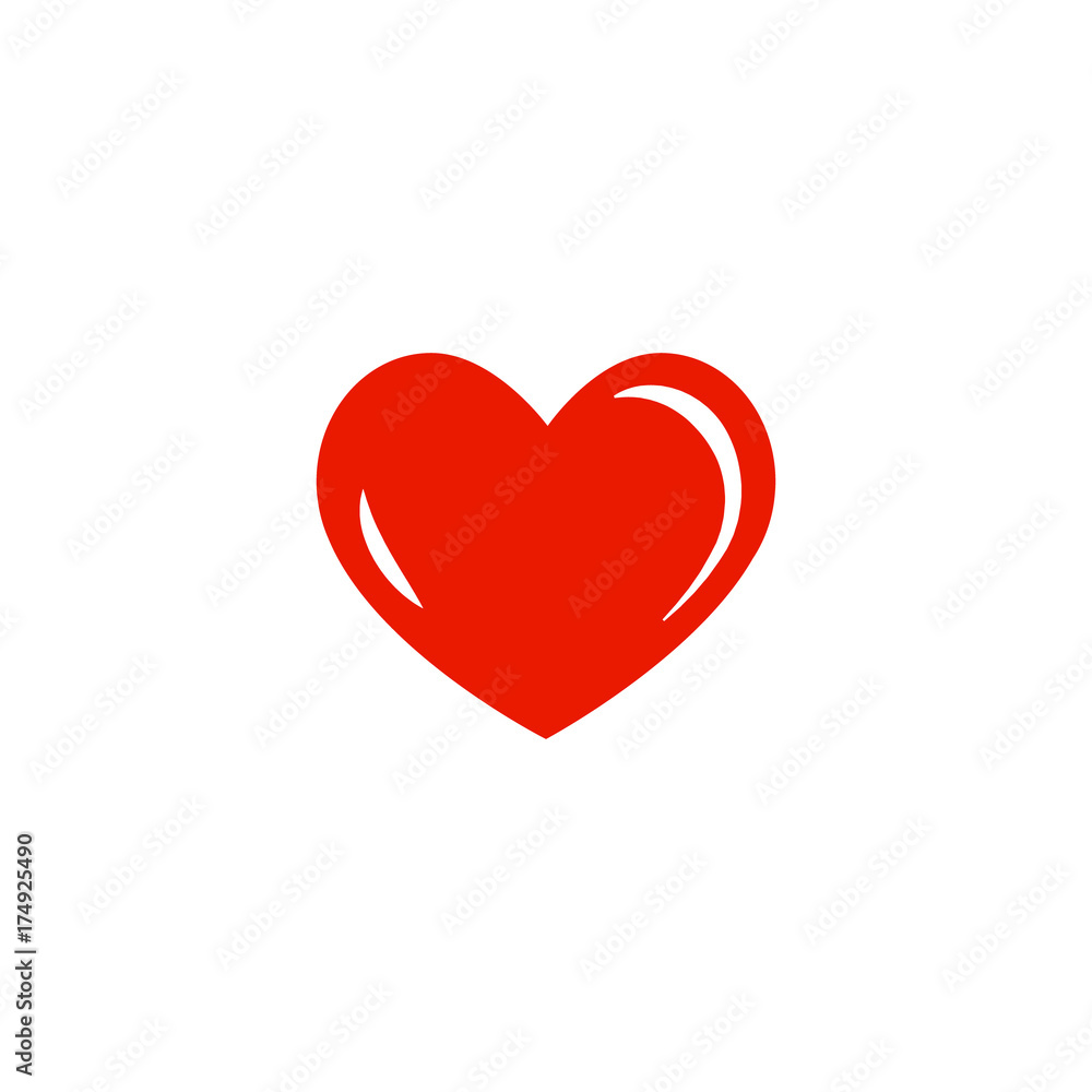 Simple red flat heart icon