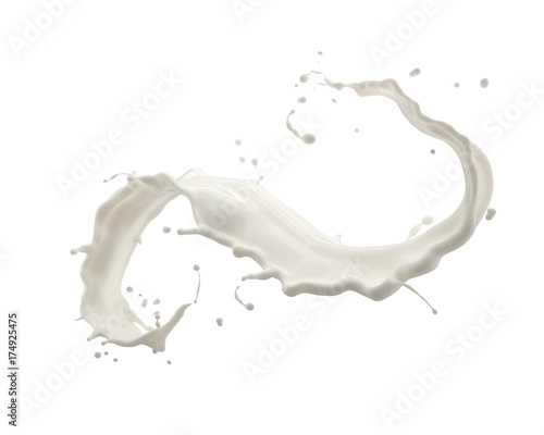 twisted milk or yogurt splash isolated on white background photo