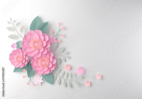 Obraz na plátně color paper flower wallpaper background, abstract floral background