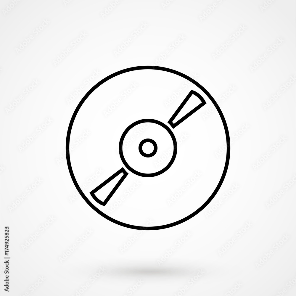 Music cd disc thin line vector icon art Music cd disc thin line vector icon art