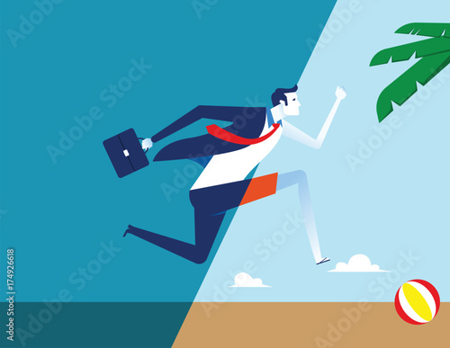 Businessman holiday and relax. Concept business vector illustration.