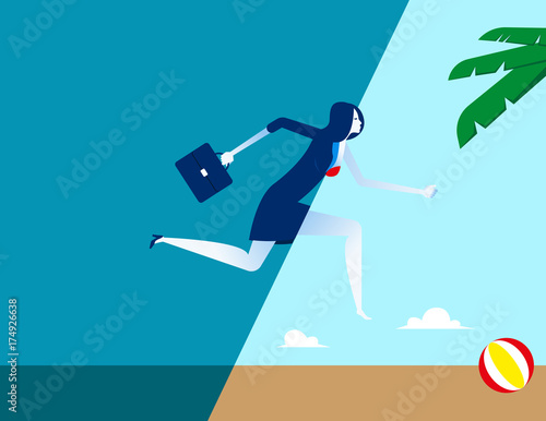 Businesswoman holiday and relax. Concept business vector illustration.