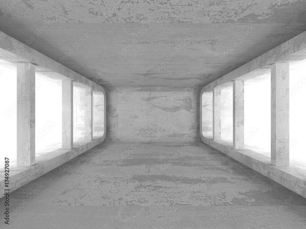 Dark basement empty room interior. Concrete walls Dark basement empty room interior. Concrete walls