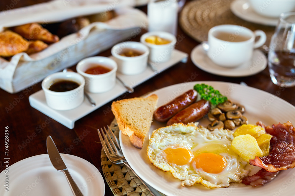 Breakfast with fried eggs Breakfast with fried eggs