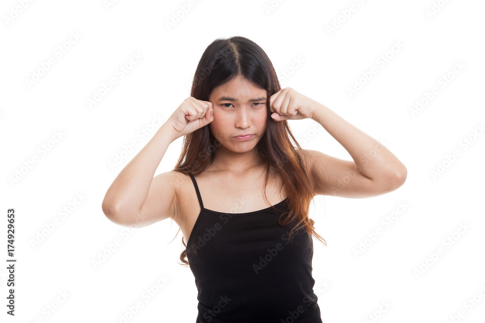 Young Asian woman sad and cry. Young Asian woman sad and cry.