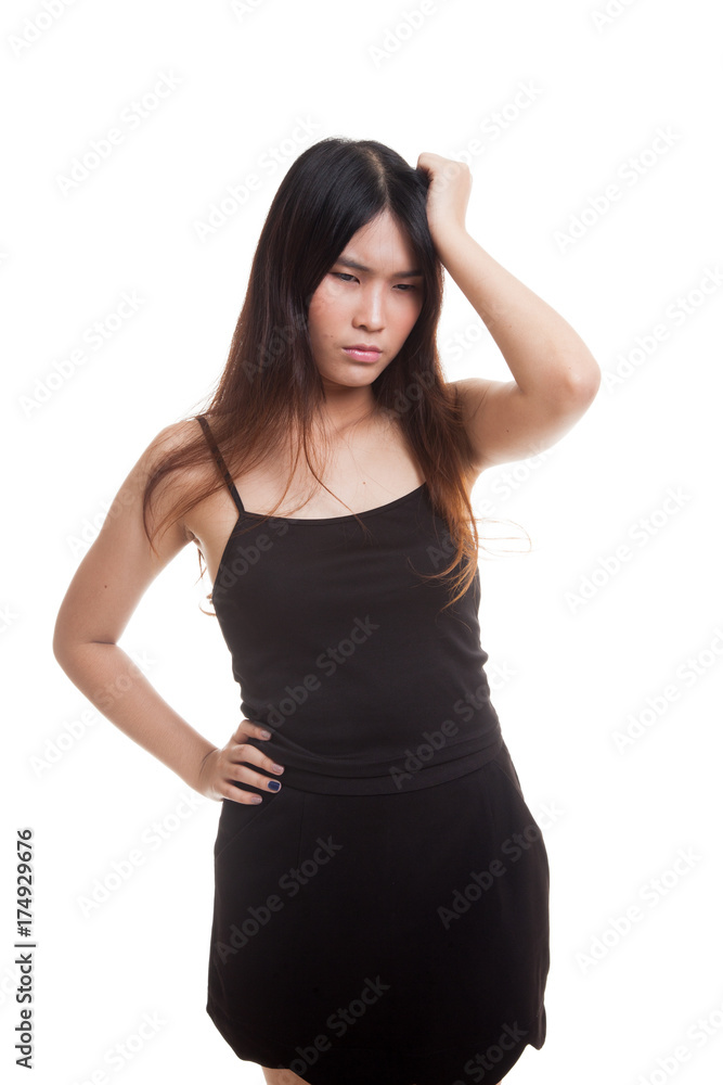 Young Asian woman got sick and headache. Young Asian woman got sick and headache.