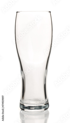 Empty beer glass isolated on white background