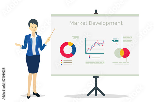 Business woman presenting with board