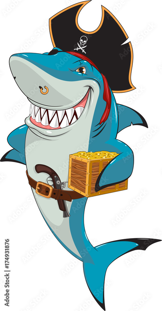 Naklejka premium pirat z białego rekina