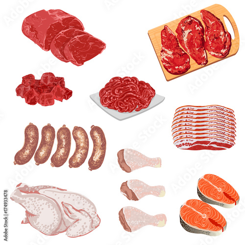 Illustrations of meat products